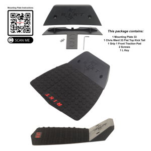 Black Flat Top 33 Kick Tail, Mounting Plate and Grip 1 Traction Pad Package